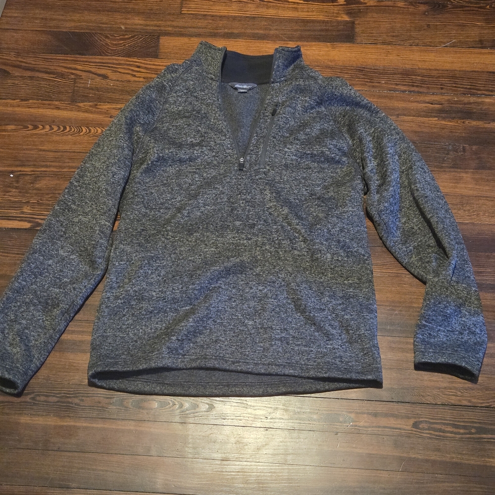 Eddie Bauer Men's Dark Heather Gray Quarter-Zip Pullover